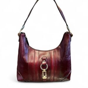 Etienne Aigner Burgundy Leather Hobo Bag - Elegant - Chic Streetwear